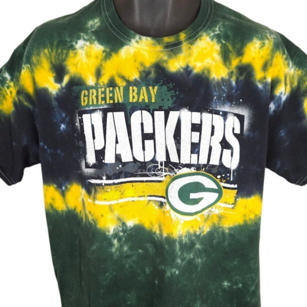 Green Bay Packers T Shirt Mens Size Large Green NFL Football Tie Dye